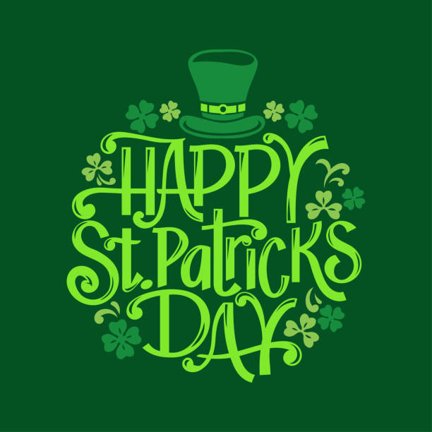 Happy St. Patrick's Day hand drawn lettering vector illustration
